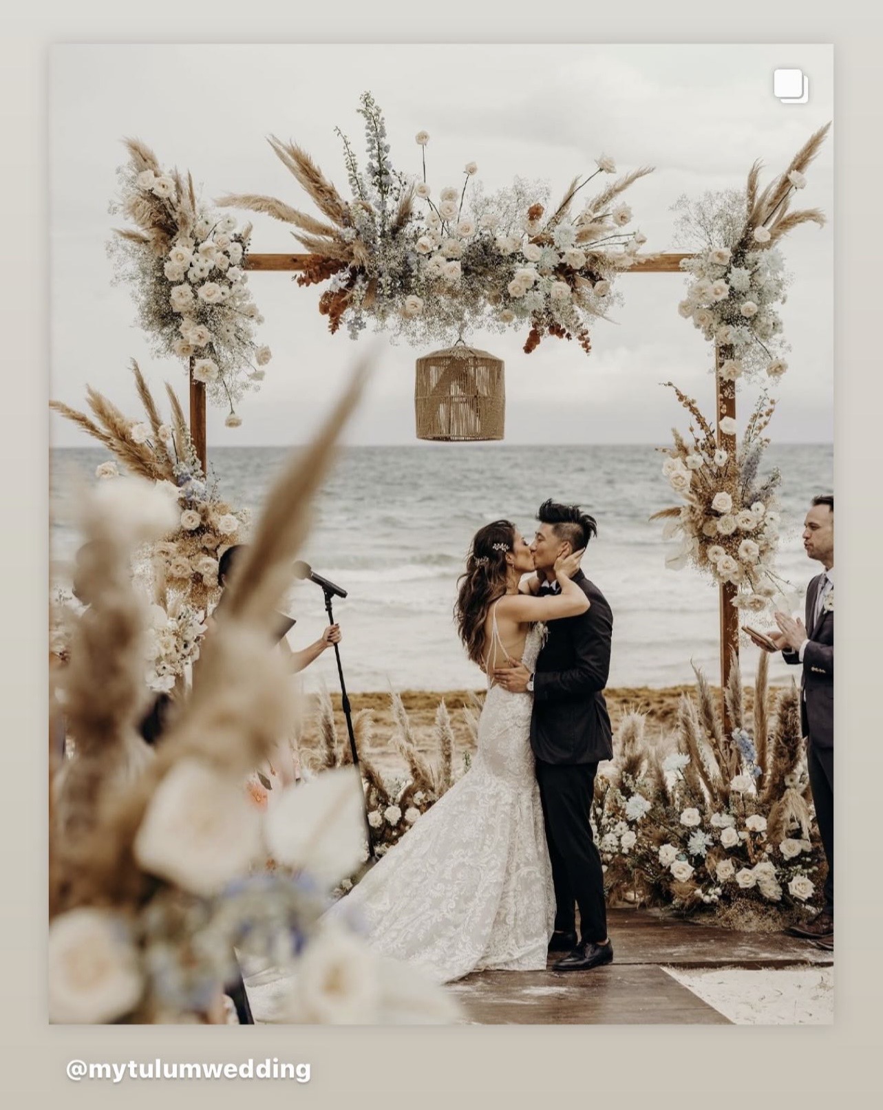 Black and white beachfront wedding, Casa Carolina Tulum
