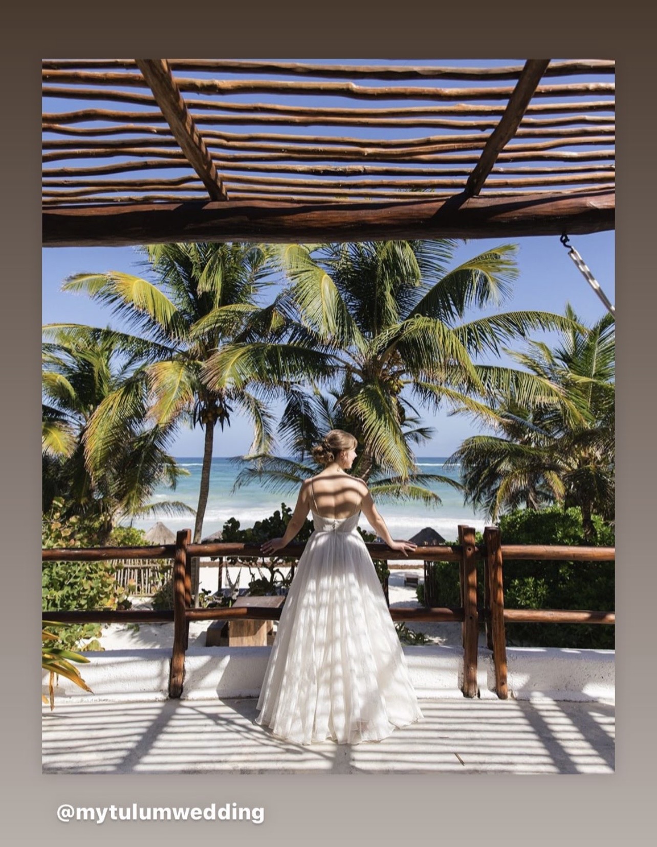 Bride on the beachfront terrace at Casa Carolina Tulum